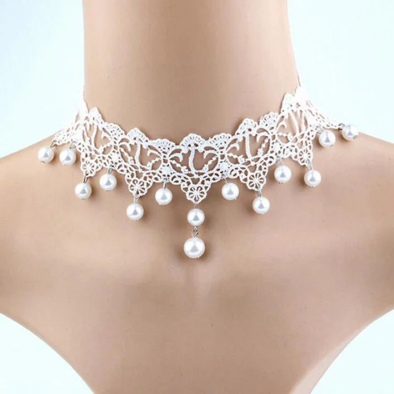 Lady Chokers Leaf Tassel Women Neck Jewelry Accessory Girl Lace Gothic Vintage Sexy Fashion Velvet Rose Beads Flower Necklace