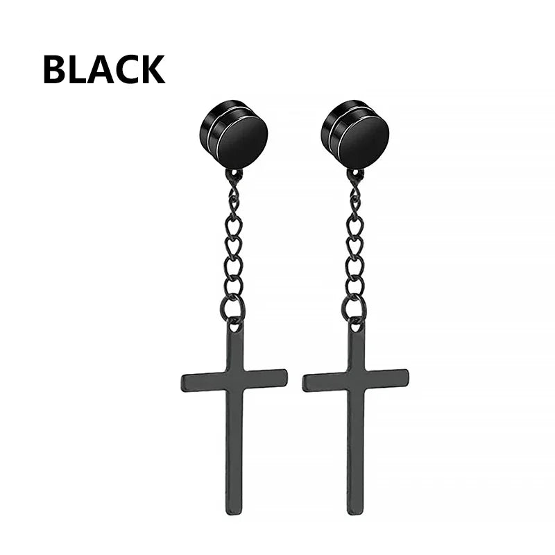 1Pairs Crystal Strong Magnetic Ear Stud Clip Earrings for Men Women, Punk Round Zircon Magnet Earrings Non Piercing Ear Jewelry