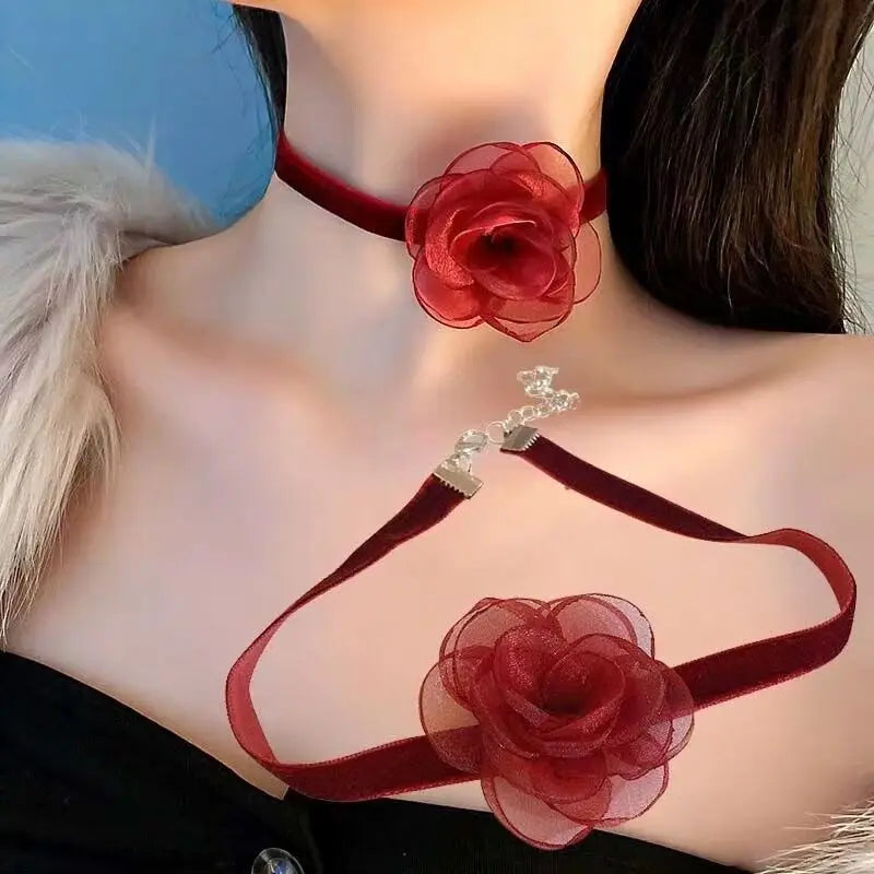 10 Style Red Blue Black Bohemian Lace Necklaces For Women Fashion Gothic Punk Contrast Color Choker Chain Jewelry Friends Gift