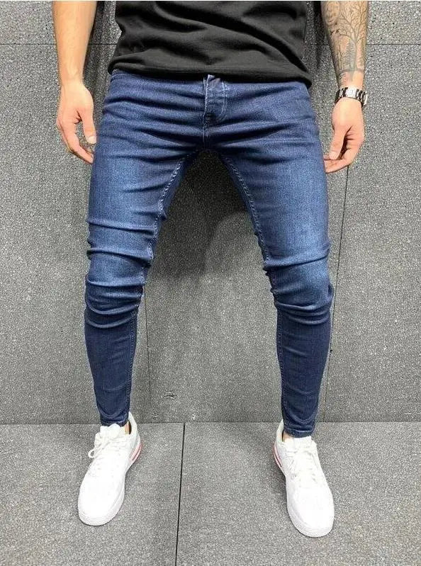 Mens Jeans Brands Straight Stretch Slim Jean Homme Pantalones Hombre Casual Pants Denim Trousers Baggy Jeans Black Blue