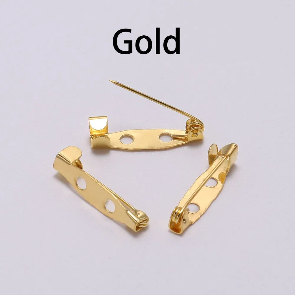 50pcs/lot 15 20 25 35 40 mm Brooch Clip Base Pins Safety Pins Brooch Settings Blank Base For DIY Jewelry Making Supplies