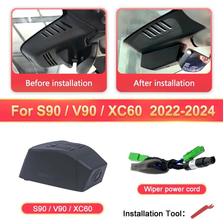 HD 4K Dash Cam DVR Ccamera for Volvo XC40 XC60 XC90 S60 V60 S90 V90 V40 S80 XC70 C40 Car Dvr UHD Mini Camera WiFi Video Recorder