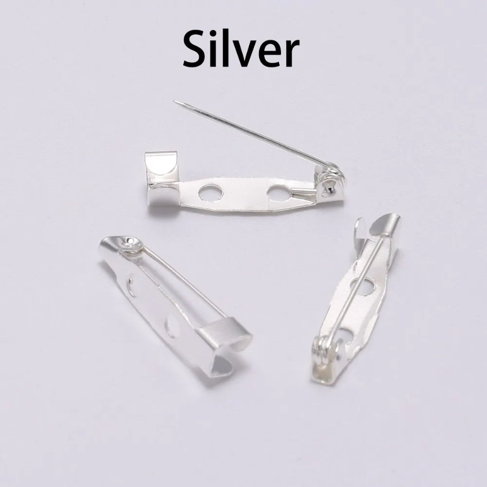 50pcs/lot 15 20 25 35 40 mm Brooch Clip Base Pins Safety Pins Brooch Settings Blank Base For DIY Jewelry Making Supplies