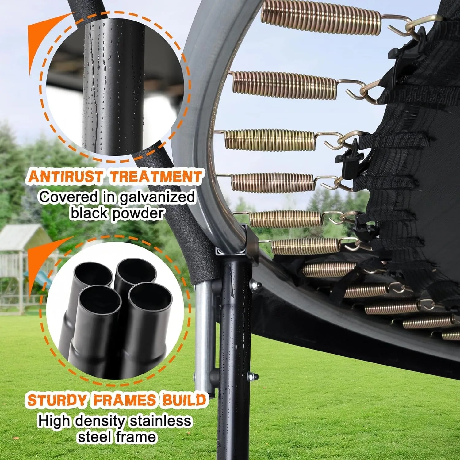 Trampoline, Recreational Trampolines with Enclosure Net and Ladder, Outdoor Anti-Rust Trampolines for Kids and Adults