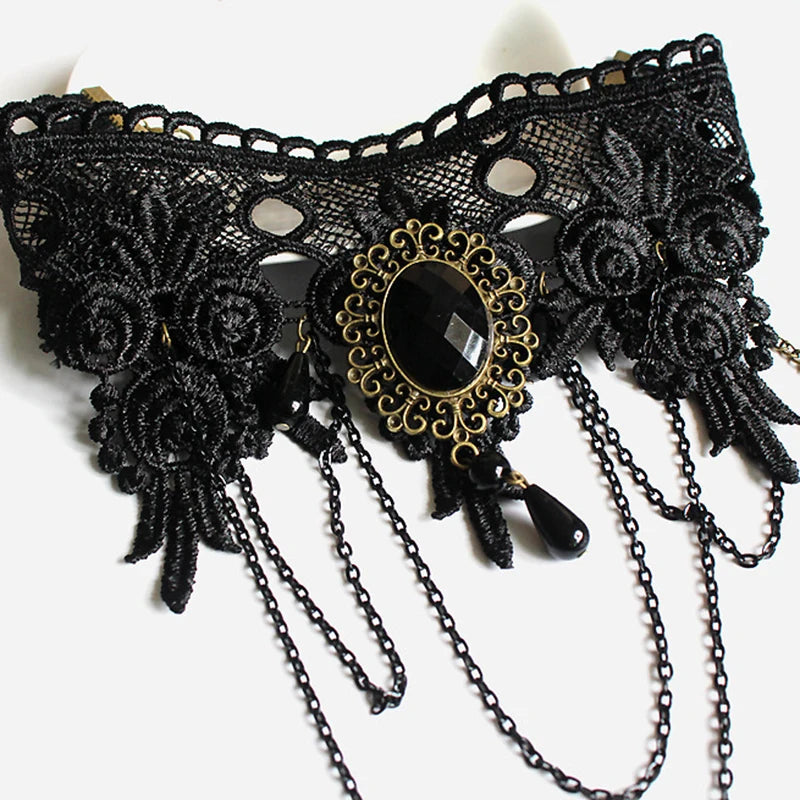 Gothic Punk Lace Choker Necklace For Women Fashion Retro Clavicle Chain Halloween Collar Choker Steampunk Jewelry Gift for Girl