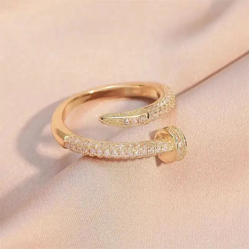 Korean  Punk Cubic Zirconia adjustable ring for Women Office Party Friends Gifts  Jewelry Accessories