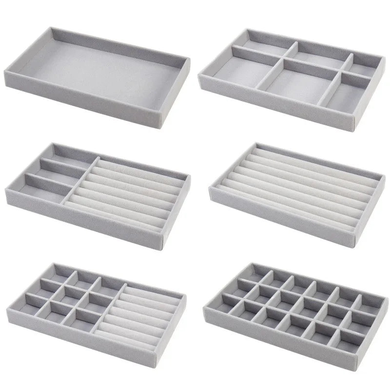 1pc Velvet Jewelry Display Stackable Exquisite Jewellery Holder Portable Ring Earrings Necklace Organizer Box Organizator