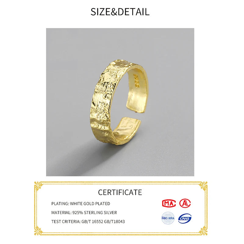 Irregular Rock Texture Gold Ring Women Rings 925 Sterling Silver Anillo Plata 925 Mujer Parure Bijoux Femme 2020 Bague