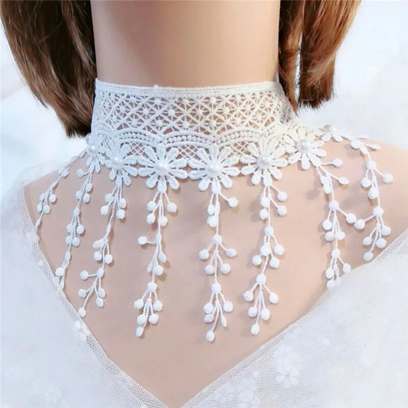Lady Chokers Leaf Tassel Women Neck Jewelry Accessory Girl Lace Gothic Vintage Sexy Fashion Velvet Rose Beads Flower Necklace