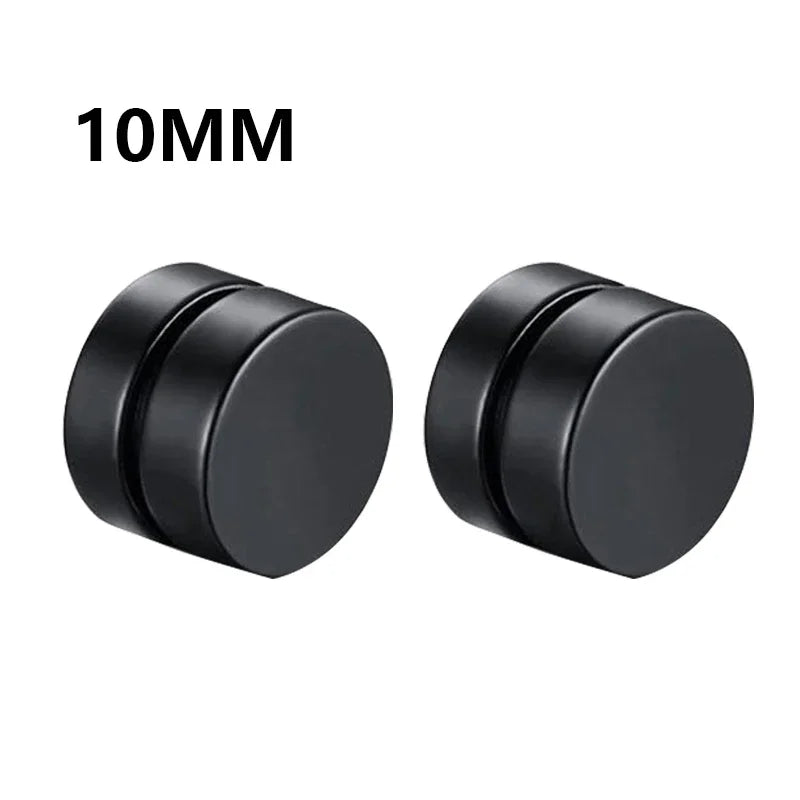 1Pairs Crystal Strong Magnetic Ear Stud Clip Earrings for Men Women, Punk Round Zircon Magnet Earrings Non Piercing Ear Jewelry