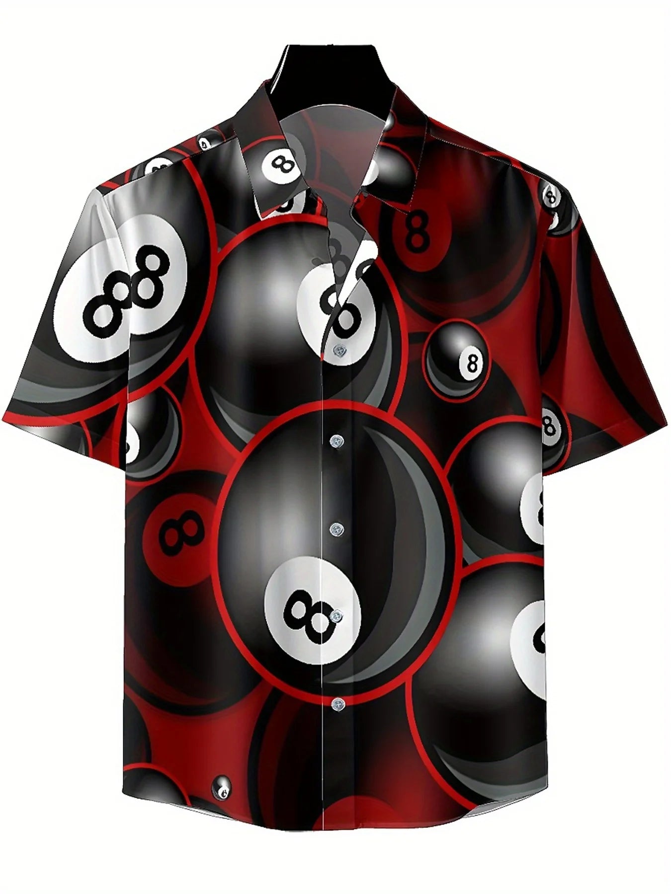 Men's Plus Size Hawaiian Shirts 8-number Billiard Theme pattern, Summer Casual Tops, Suitable for Outdoor and Party, Streetwear
